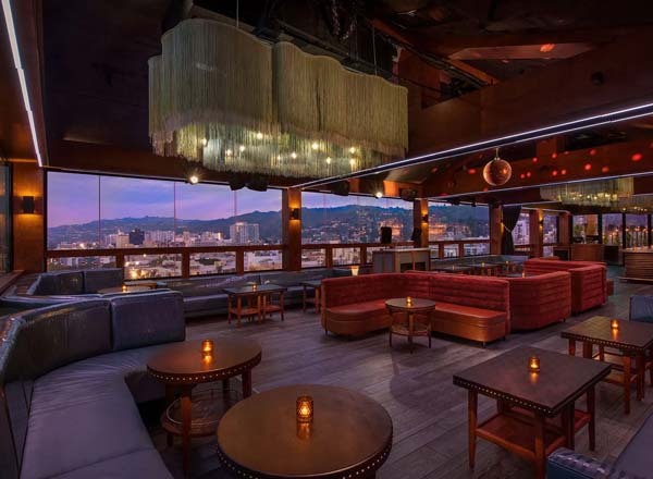 Rooftop pool and skyline view at Dream Hollywood