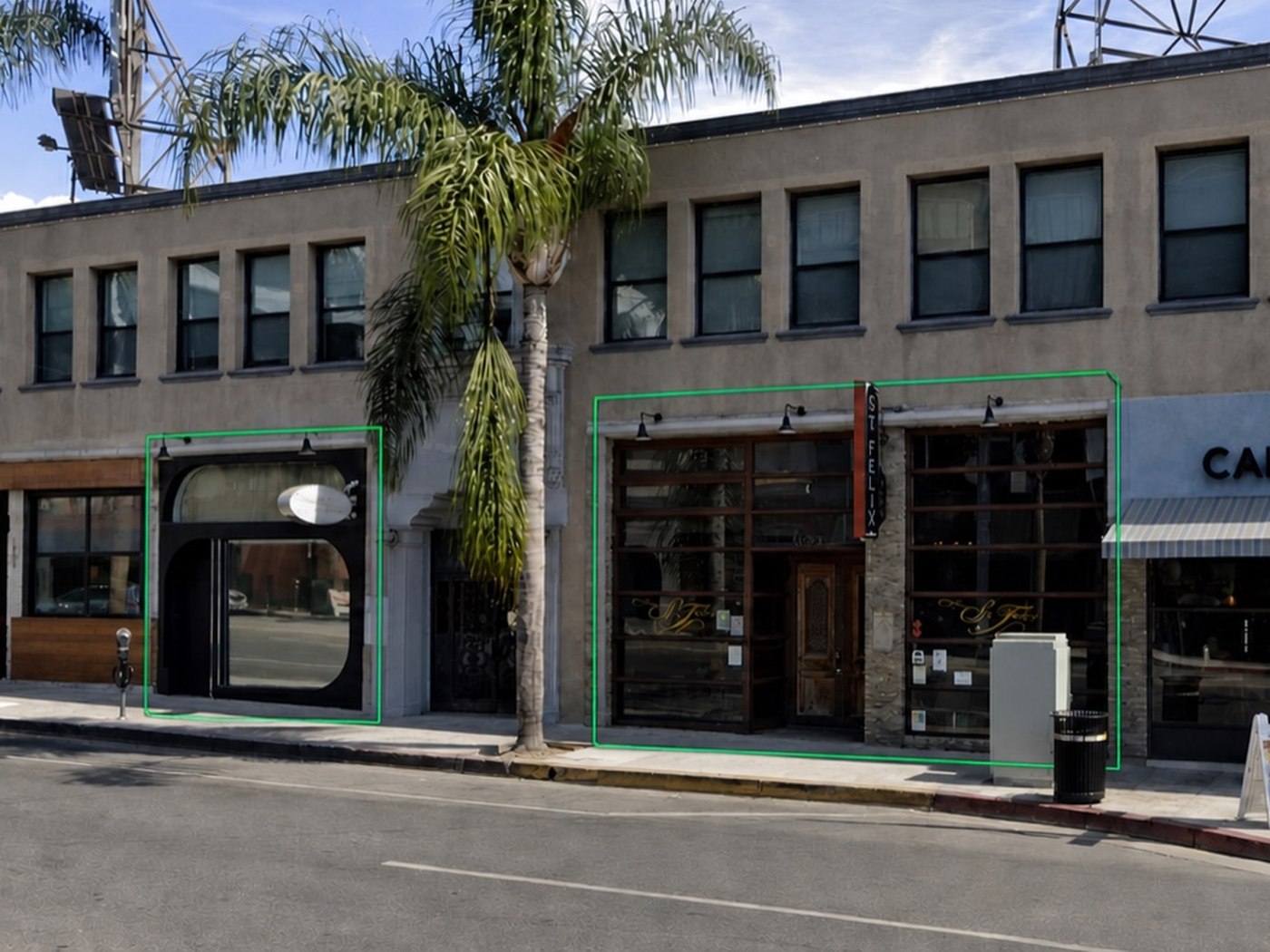 The available storefronts at 1602 and 1606 N Cahuenga Boulevard, each outlined.